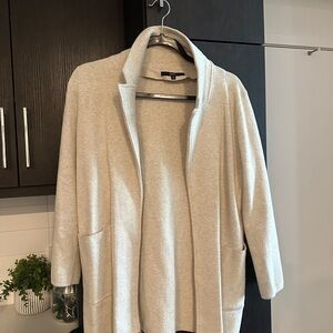 Quince Cream Open-Front Knit Cardigan